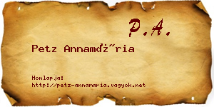 Petz Annamária névjegykártya
